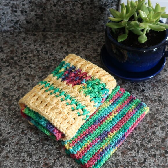 Multicolored Crochet Dish Drying Mats 100% Cotton Kitchen - Picture 1 of 15